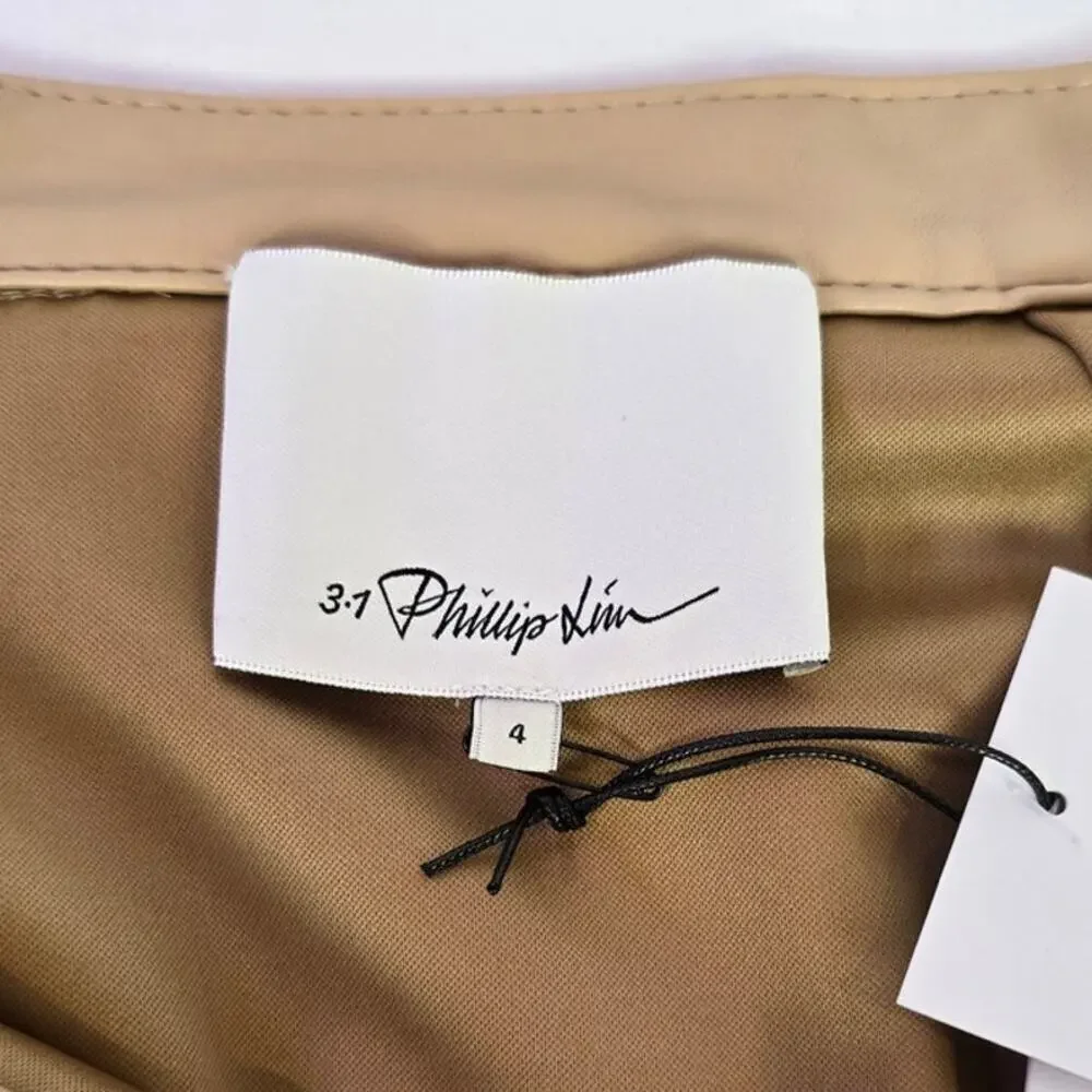 3.1 Phillip Lim Women's Faux-Leather Asymmetric Pleated Midi Skirt Size 4 - Picture 8 of 13
